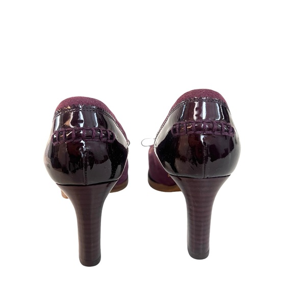 Salvatore Ferregamo burgundy suede patent pumps - Picture 4 of 10